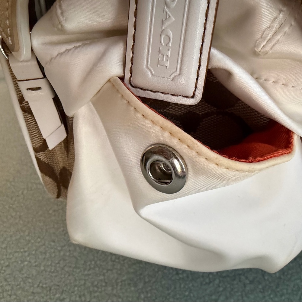 Coach Cream and Brown Fur Accent Bag - Picture 4 of 7